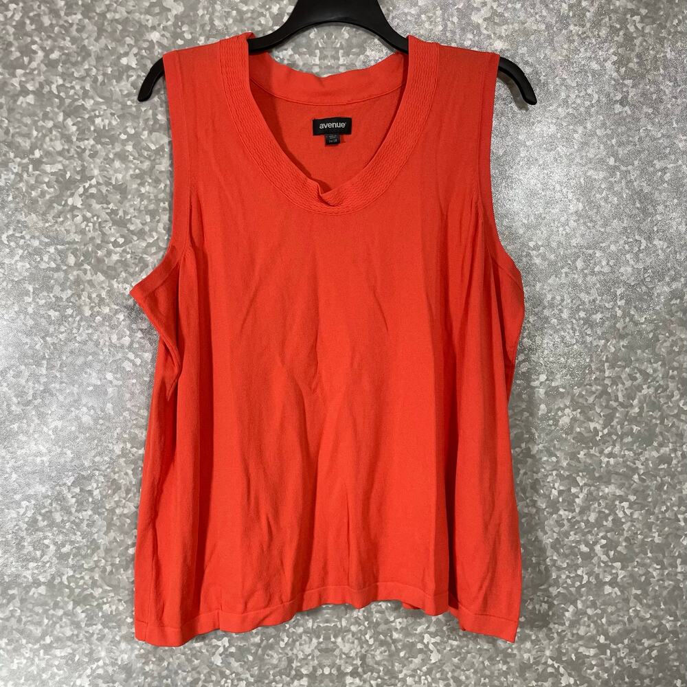 Avenue Women's Plus Size Orange Lightweight Sleeveless Sweater Vest - Size 26/28